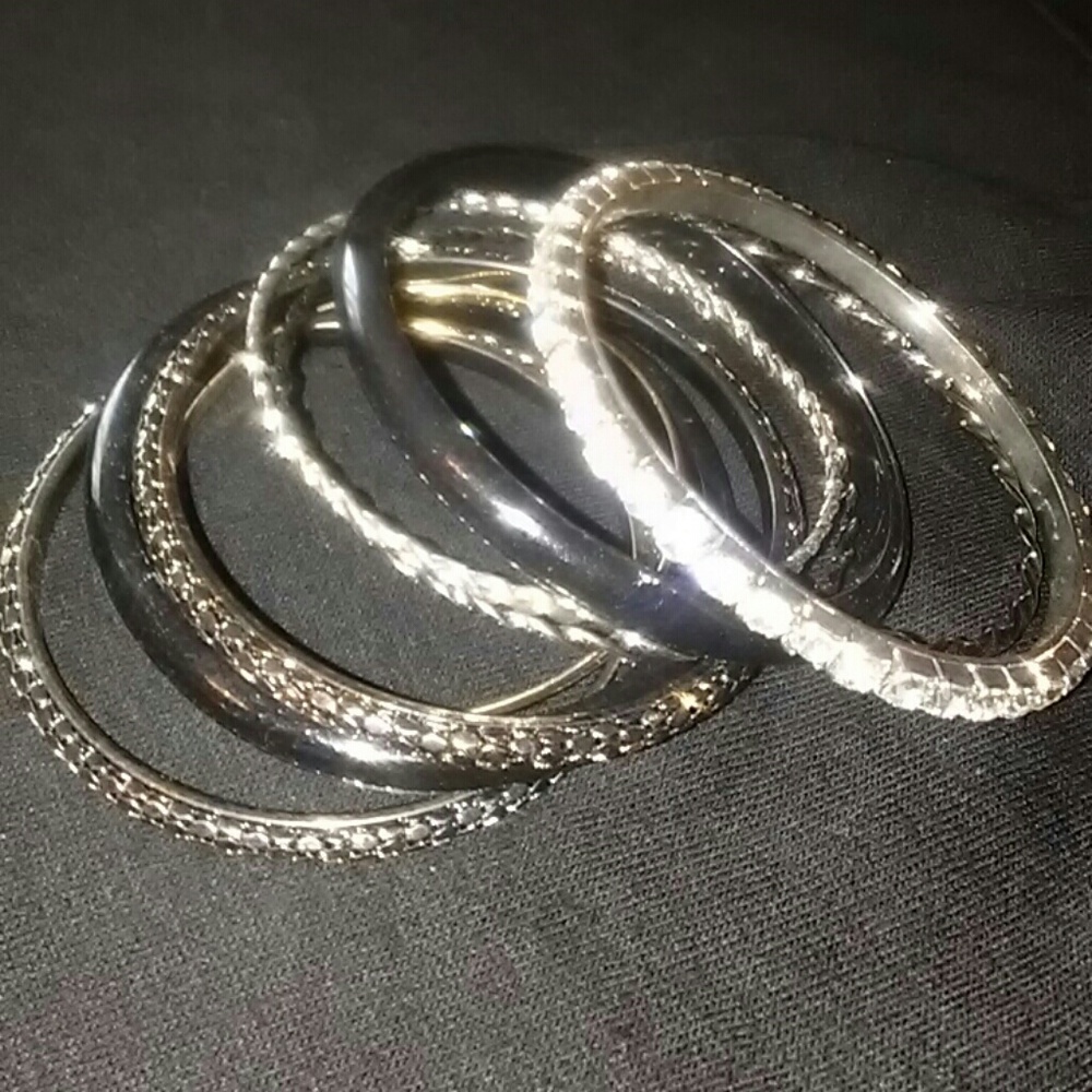 Bundle of assorted bracelets.
