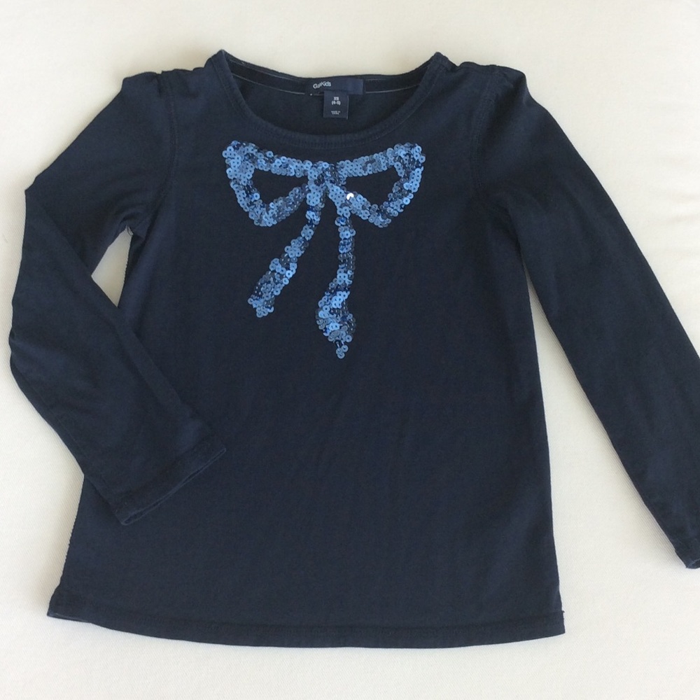 Gap Kids Blue Sequin Bow shirt