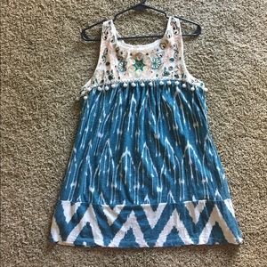 Embroidered Pom Pom Anthropologie Tank