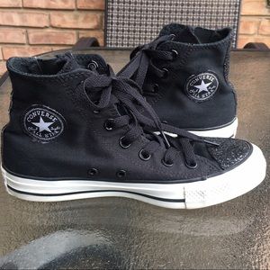 Black converse high tops with glitter detail
