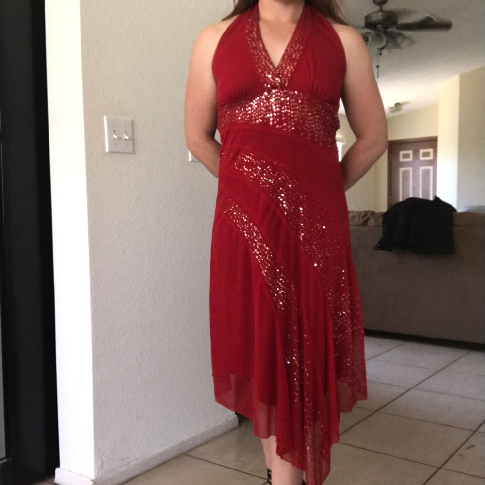 Red sequin dress