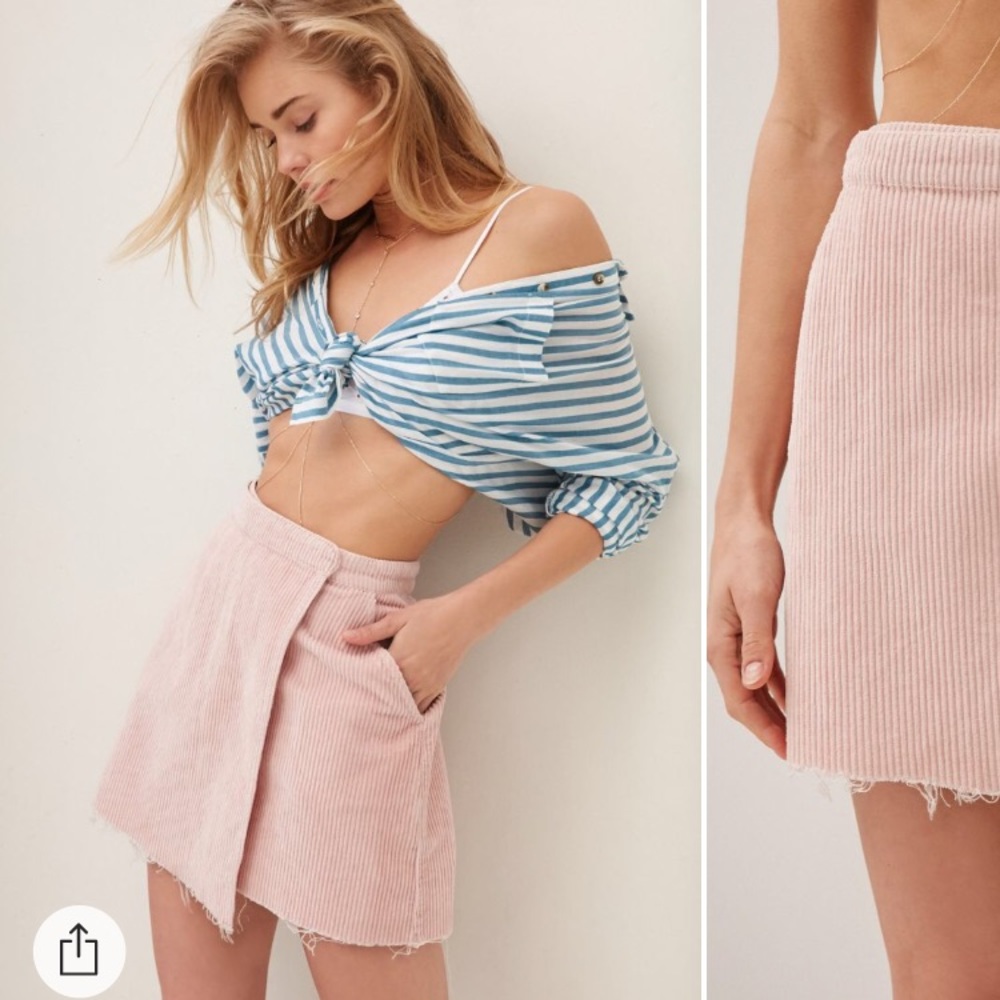 BNWT Raw Hem Corduroy wrap skirt