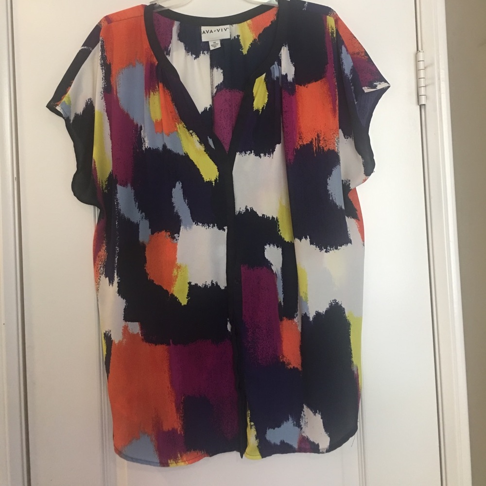 Ava & Viv Bright color bock blouse.