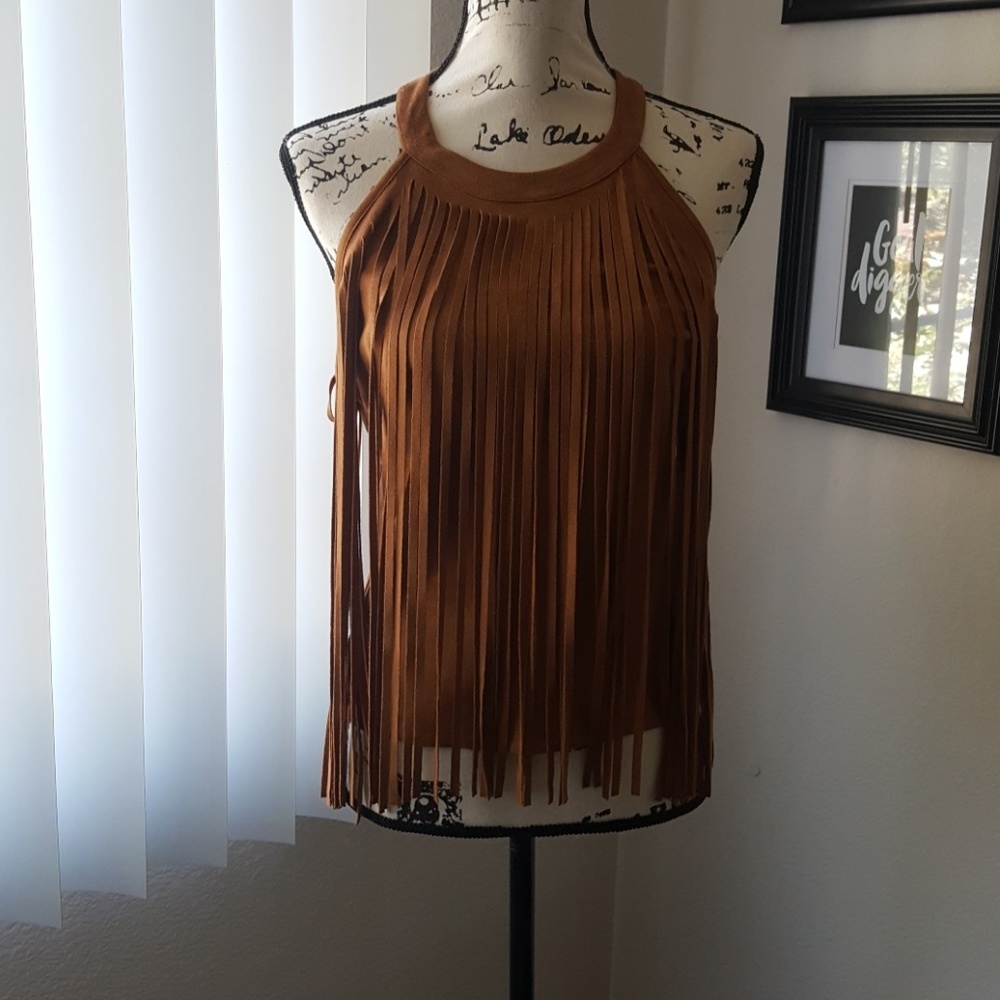 Sleeveless suede top