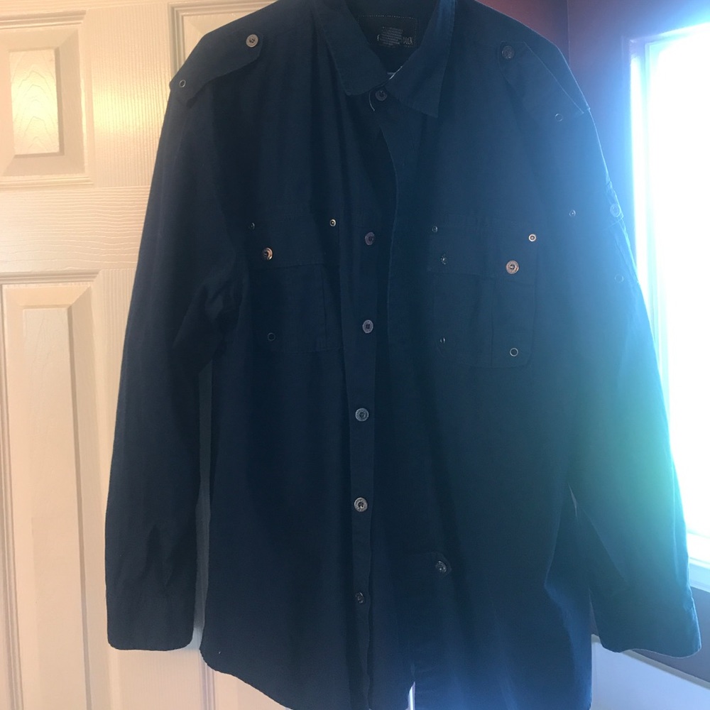 Blue casual button down shirt