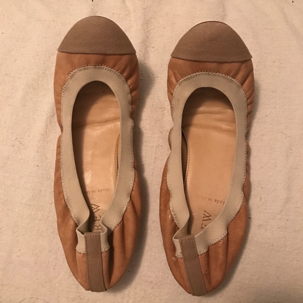 J crew nude leather flats