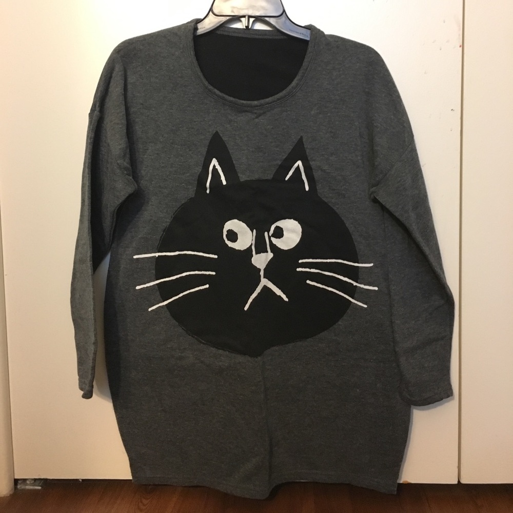 cat fleece longline shirt/dress