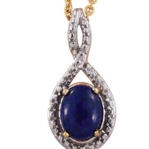 AFFY Simulated Aquamarine & Diamond Drop Pendant - 14k Gold Over Sterling Silver Necklace