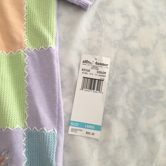 Pastel rainbow patchwork top Sz L Alfred Dunner - Picture 3 of 4