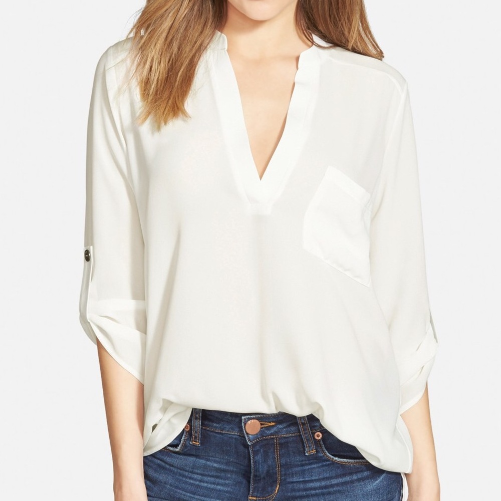 Open cut out shoulder blouse