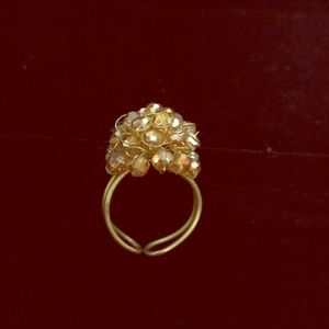 Gold Bead Ring.  Adjustable band