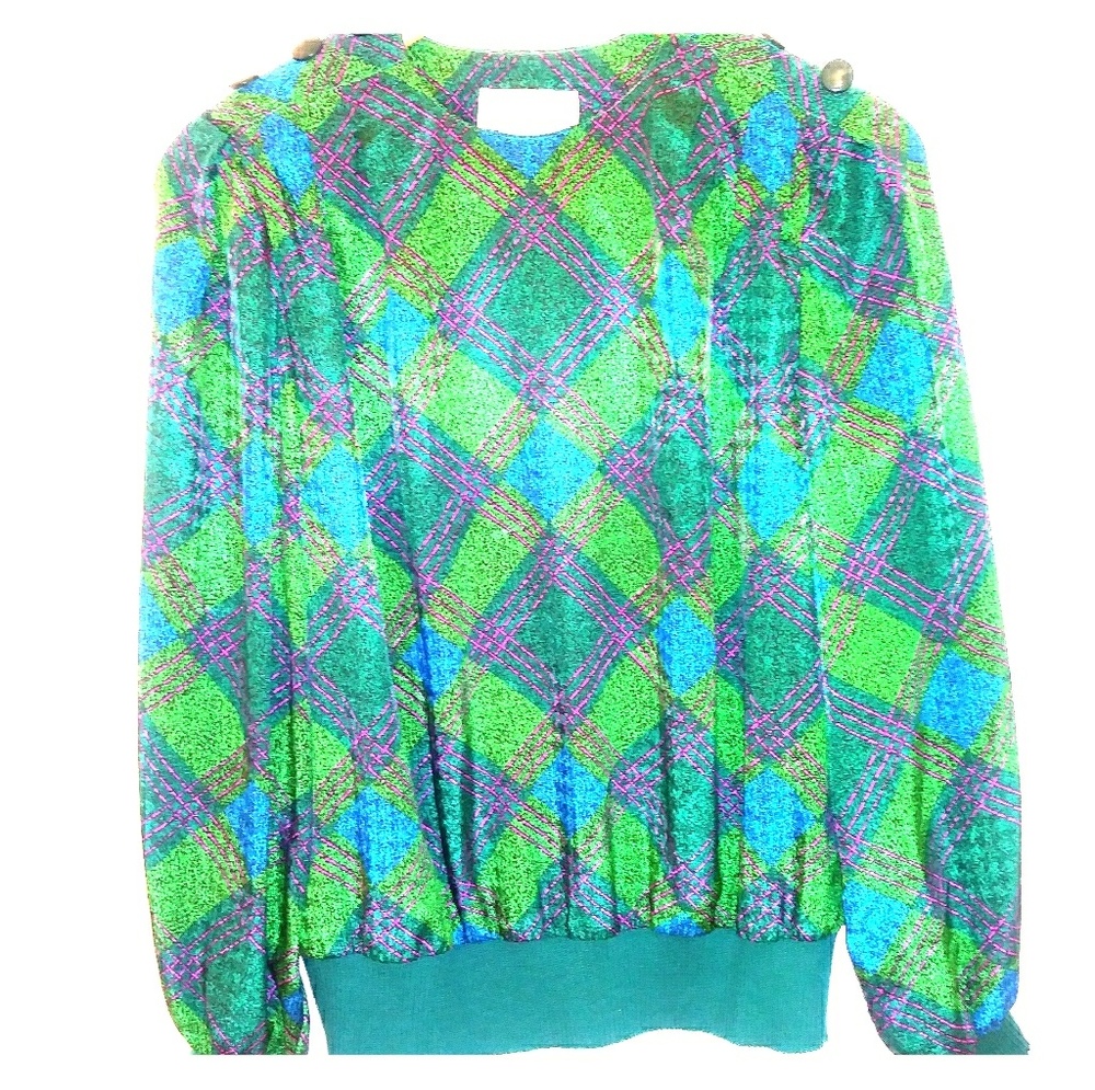Leslie Fay Petites Vintage multi colored top💎