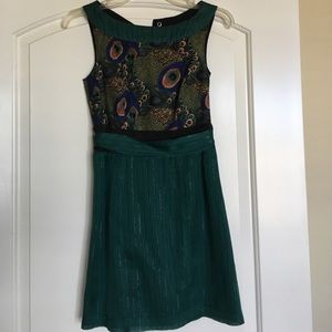 Custom made peacock green minidress