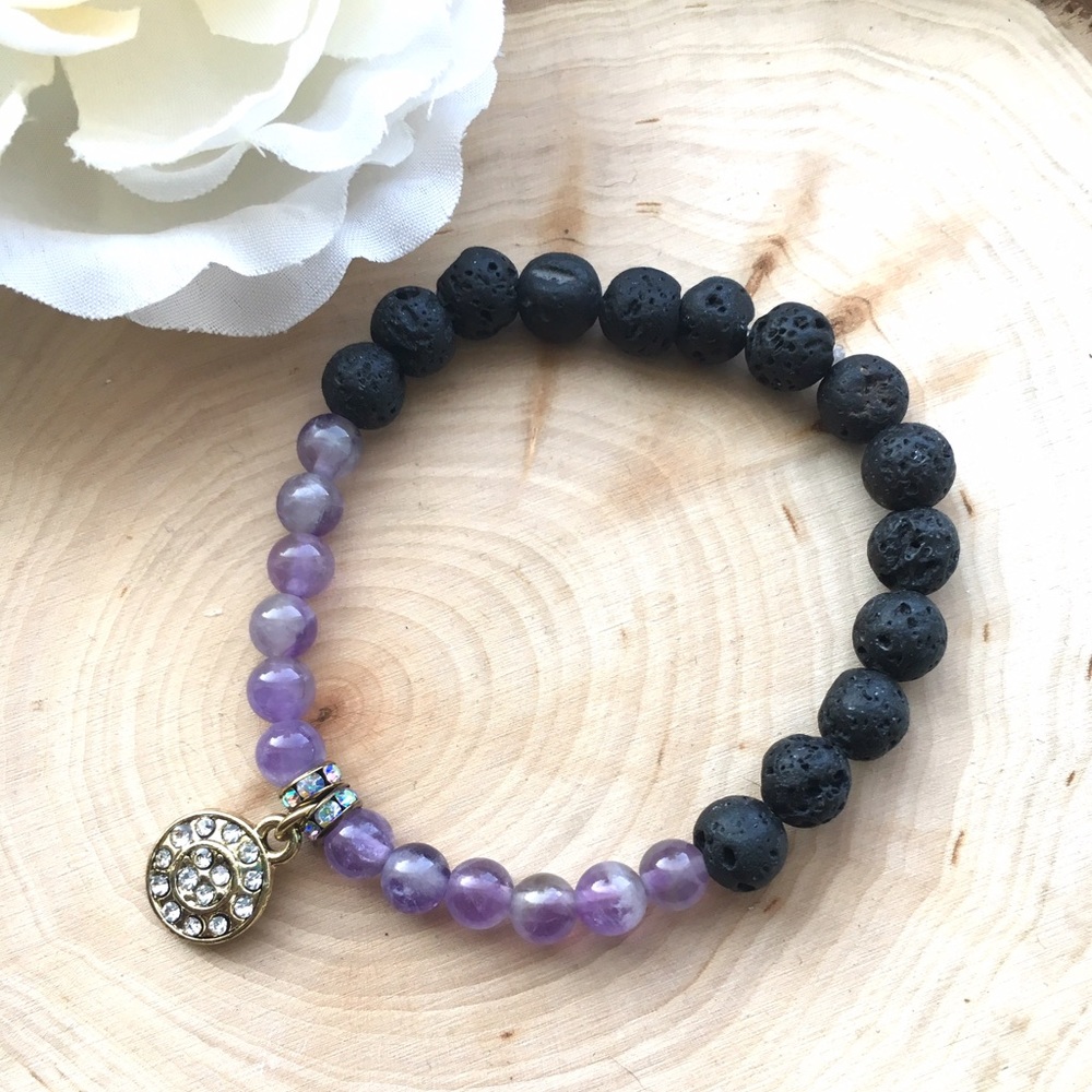 Amethyst oil diffuser bracelet