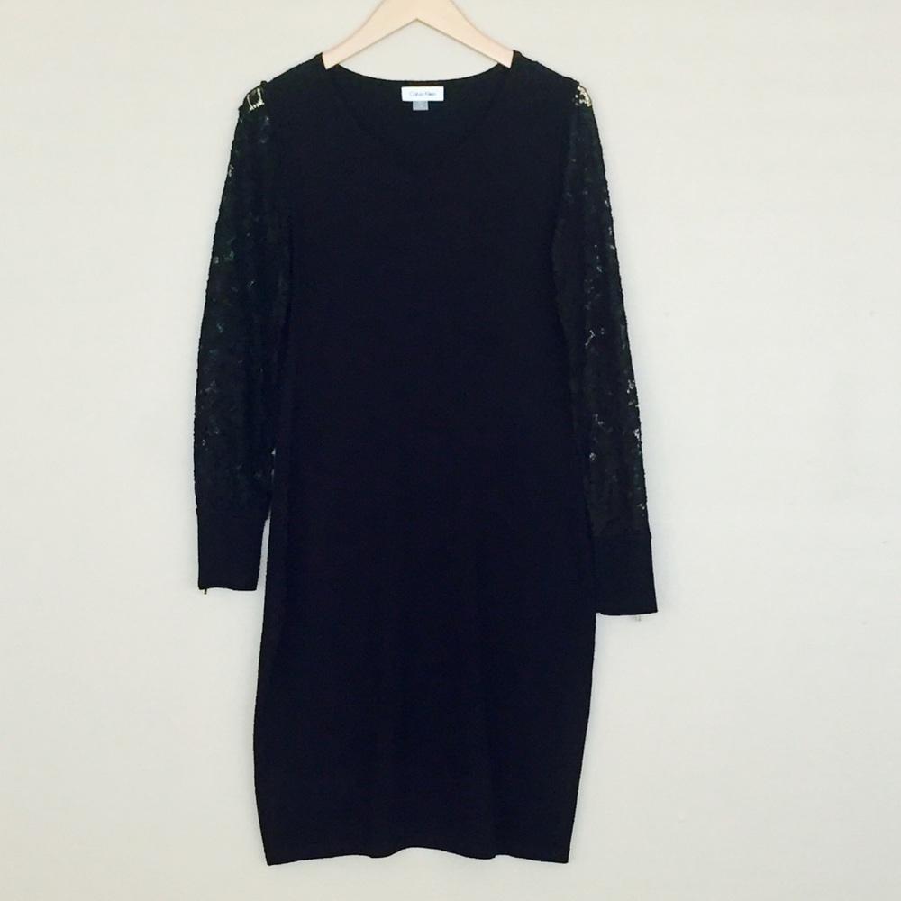 Calvin Klein Lace-Sleeved Dress