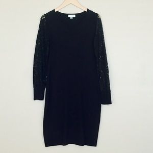 Calvin Klein Lace-Sleeved Dress