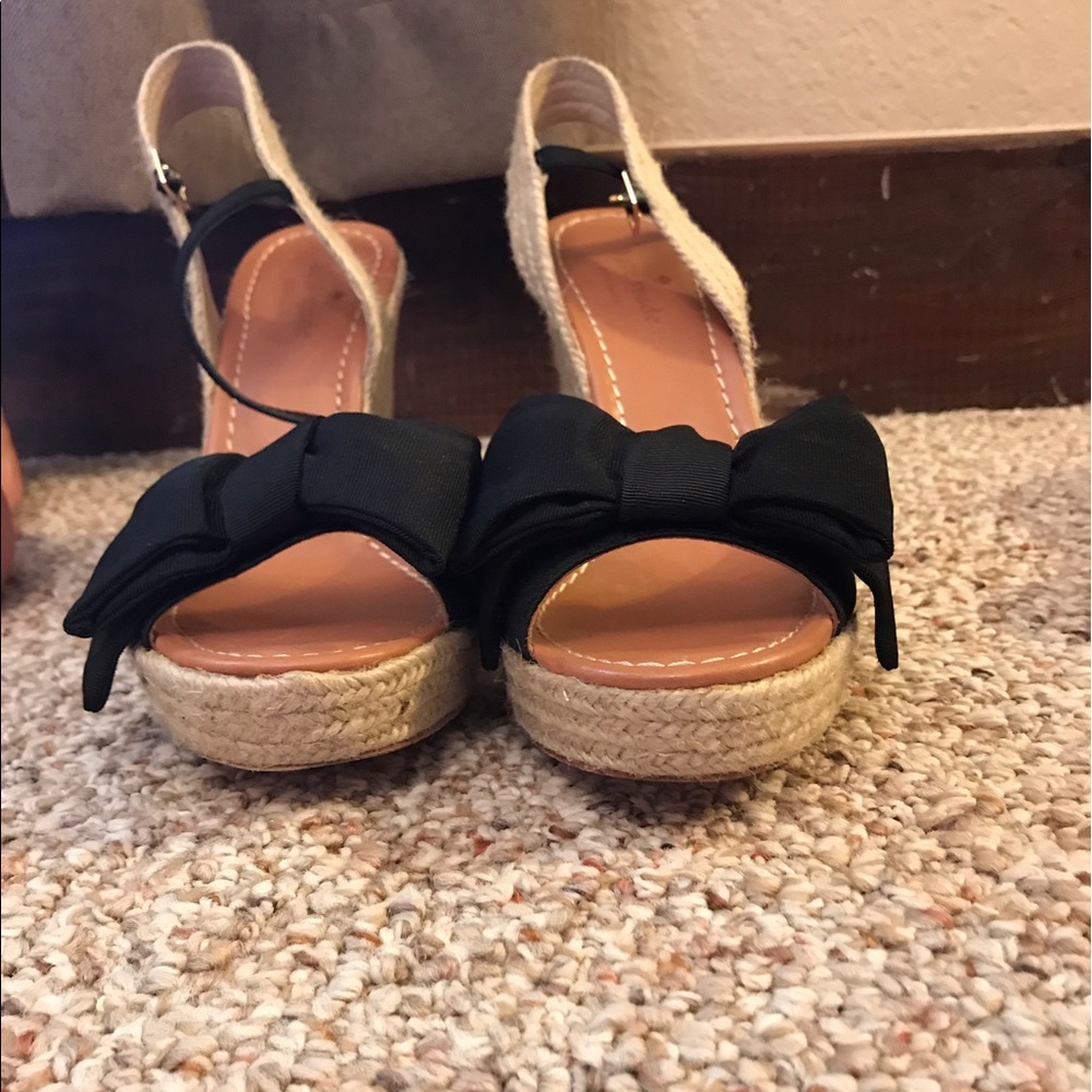 Kate Spade Black Bow Wedges