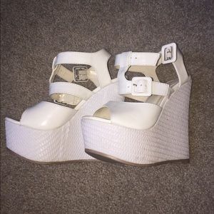 White platform wedges