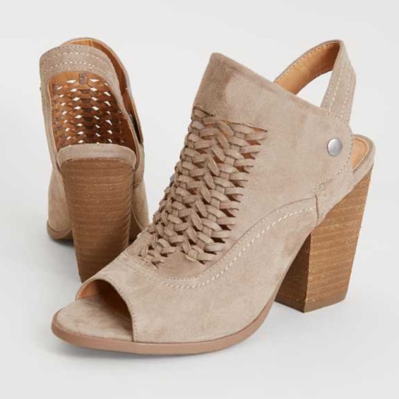 Woven Distressed Slingback Open Toe Bootie - Picture 3 of 6