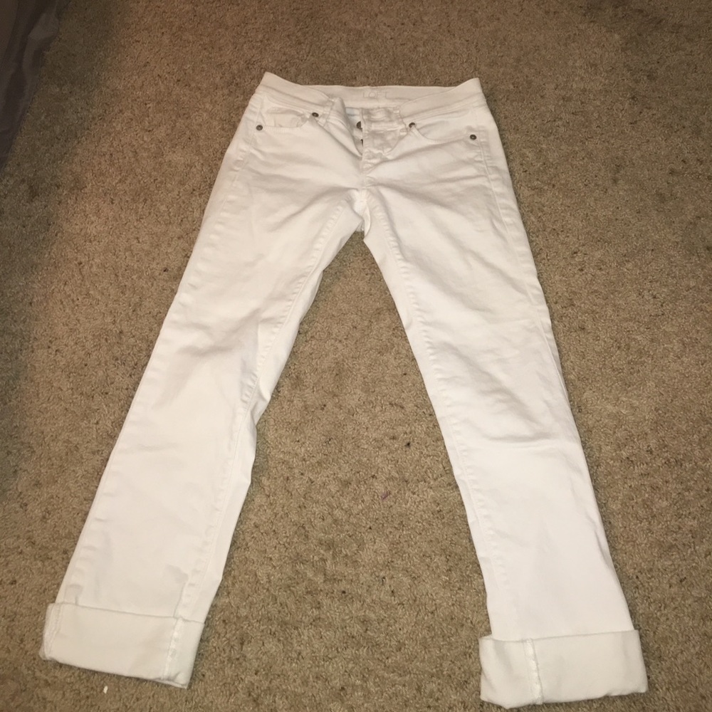 LOFT modern straight leg white jeans