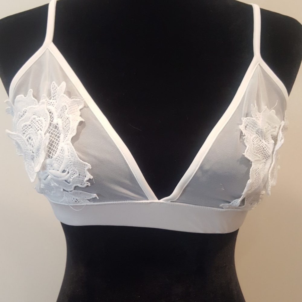 Bralette- Women's Mesh & Lace Bra - Picture 4 of 4