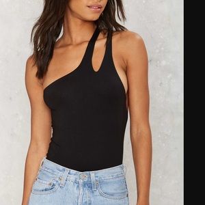 On The Double One Shoulder Bodysuit - Olive