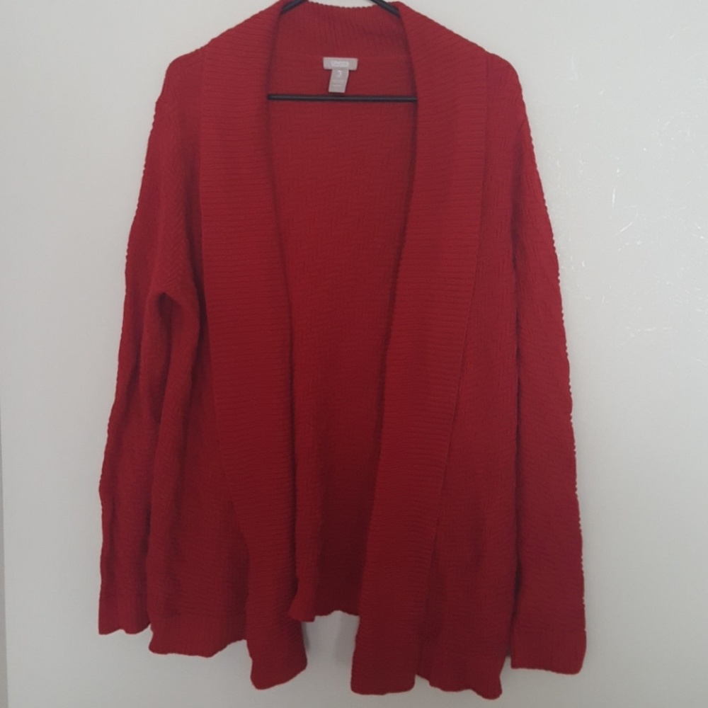 Chico's red cardigan
