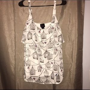 Torrid bird/bird cage print tank