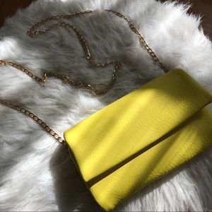 yellow & gold leather crossbody bag