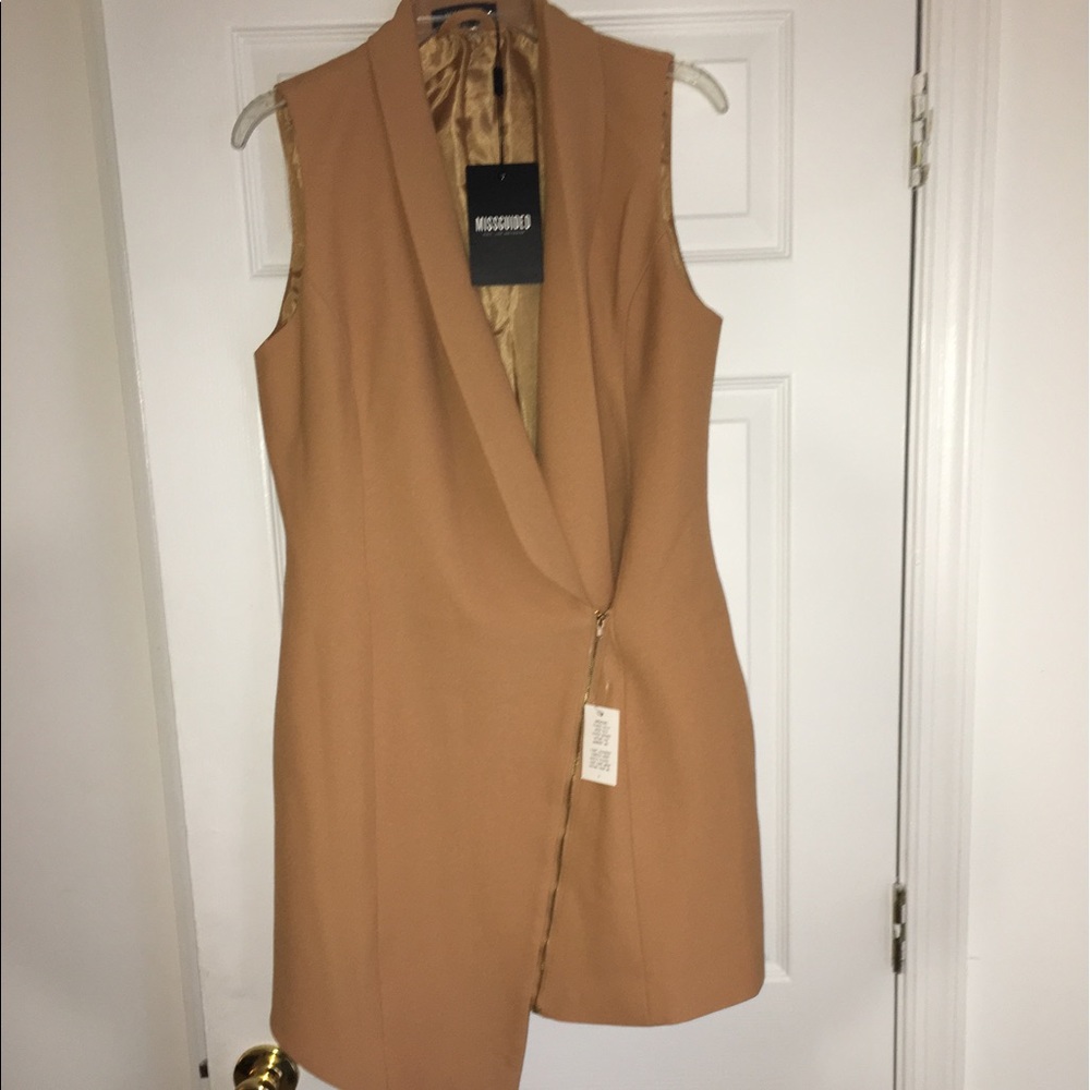 Camel Tuxedo Style dress NWT