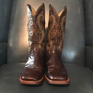Ferrini Gator Print Chocolate Boots, W8.5B