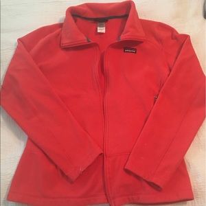Patagonia orange zip up fleece