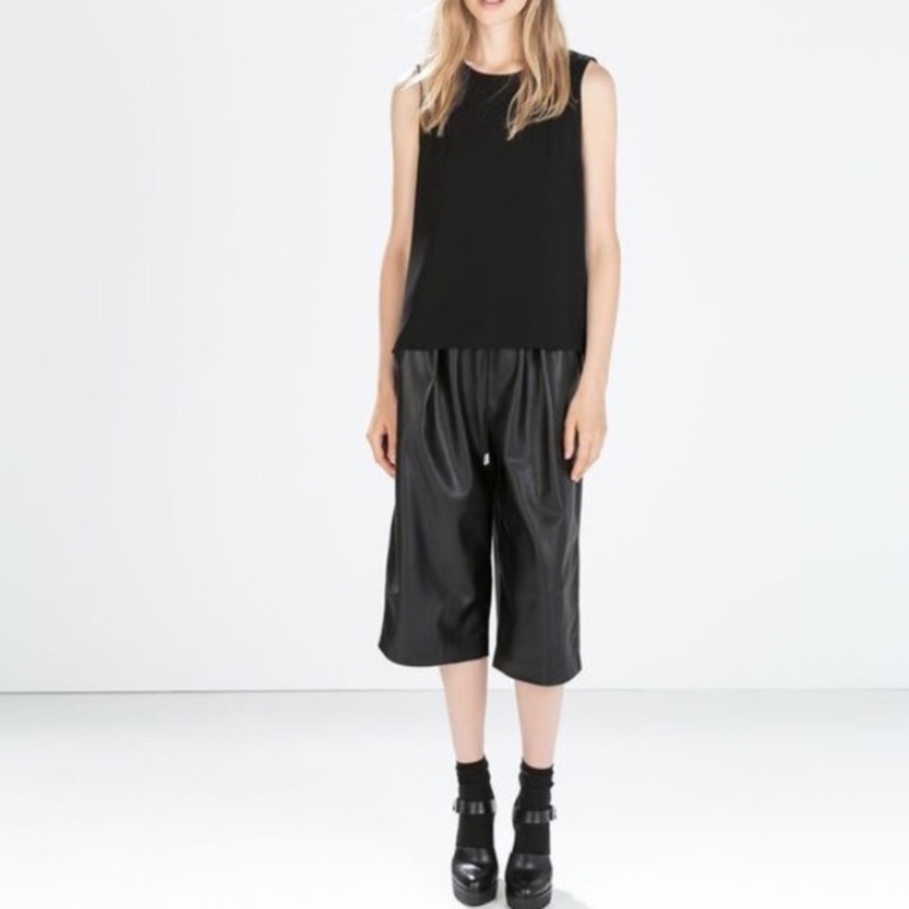 ZARA BASIC Faux Leather Culottes XL