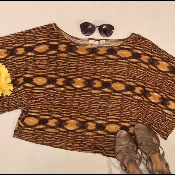 Cato Tops - Cato brown print dolman blouse