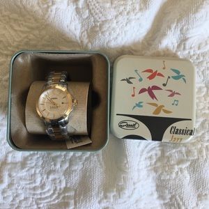 NWT Fossil Silver and Gold Watch