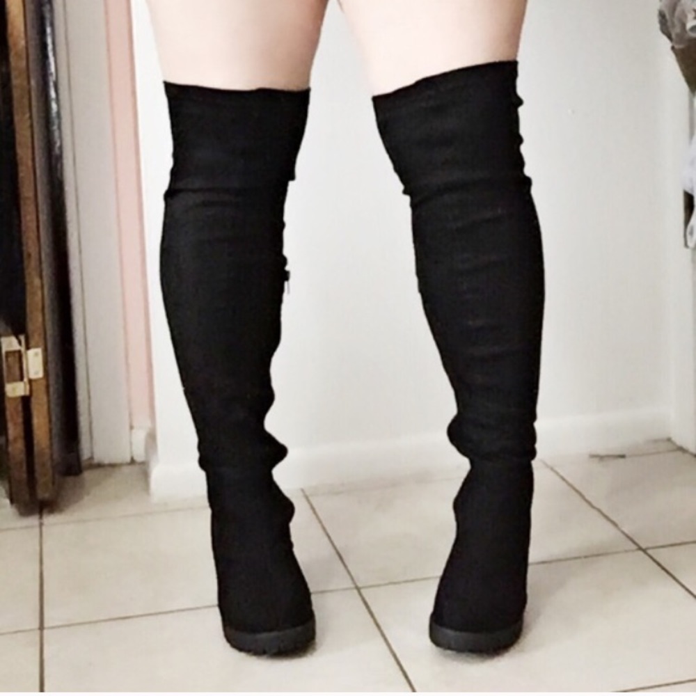 Suede thigh highs - wide calf