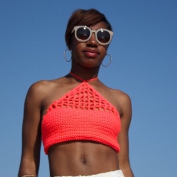 Coral Crochet Halter Top - Picture 2 of 2