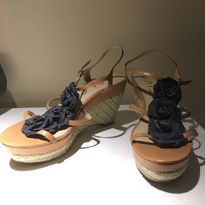 Denim flower espadrilles sandals
