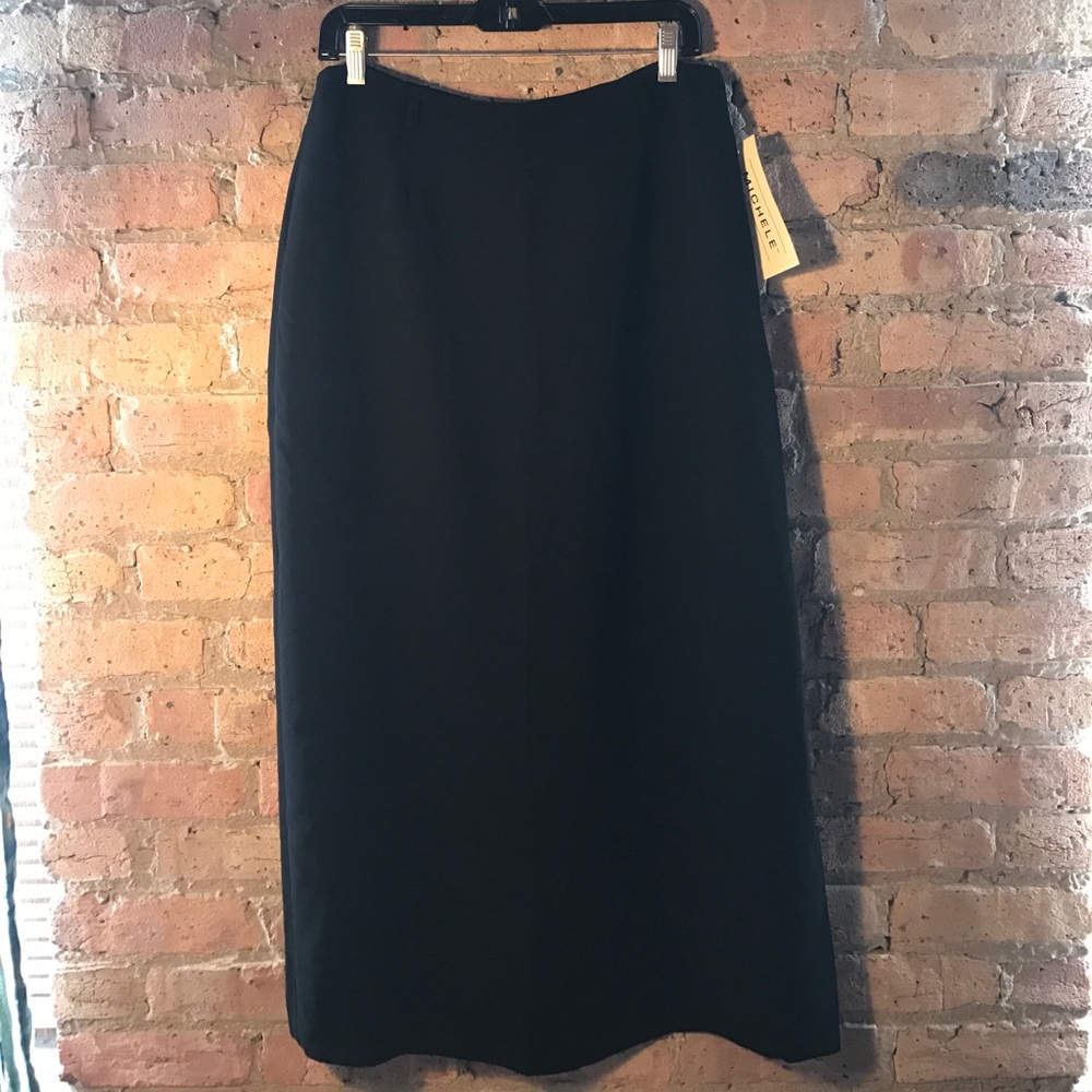 Michele Black Left Split Skirt with Belt Hoops