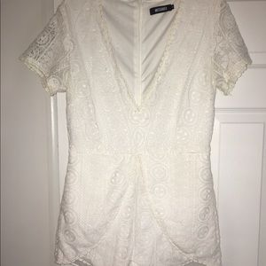 White crochet design romper