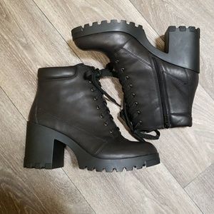 Abound lace up black ankle boots w/zipper