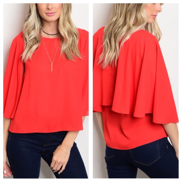 π΅HPπ΅Red Draped Top - Picture 6 of 8