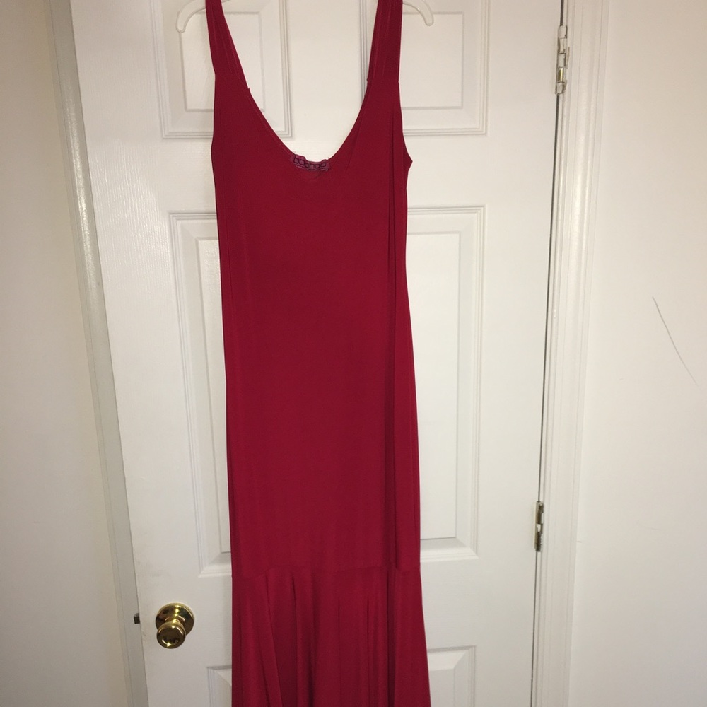 Red mermaid style maxi dress