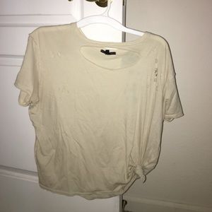 UO off-white destroyed tee M