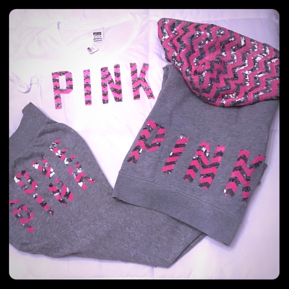 🎀PINK VS The Ultimate Sequin Bling Chevron Set🎀