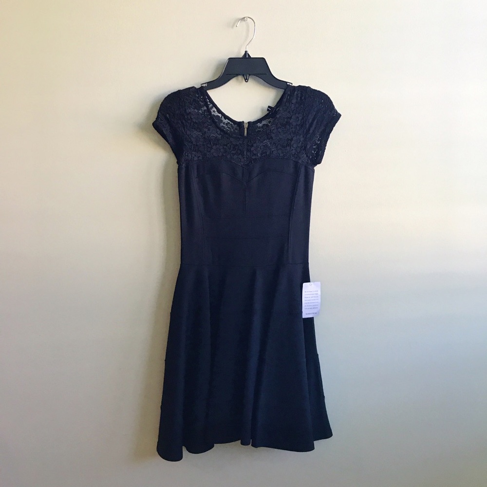 Black mini dress with lace