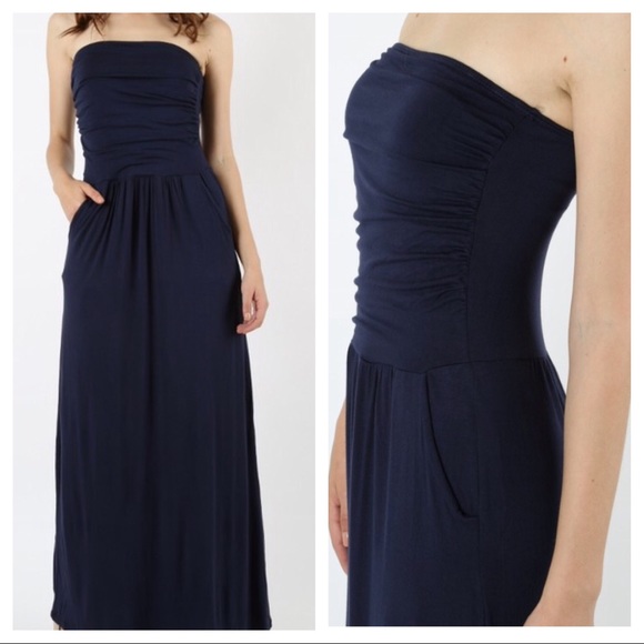 ✨LAST ONE✨Navy blue side pocket tube dress - Picture 2 of 3