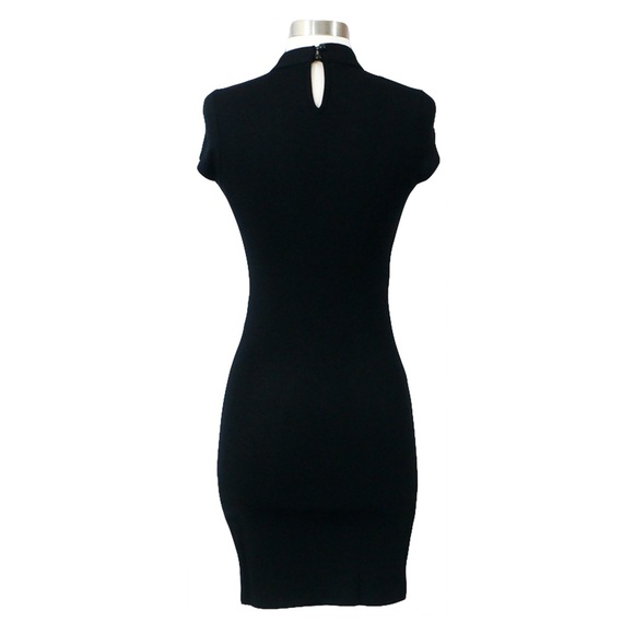 Black Eyelet Bodycon Mini Dress - Picture 7 of 7