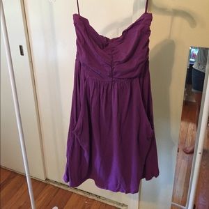 Purple strapless dress