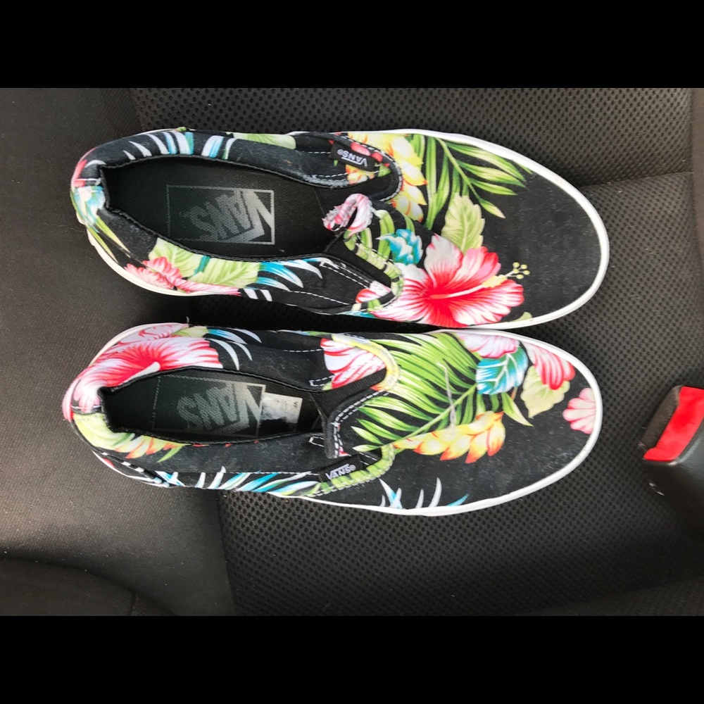 Black floral vans
